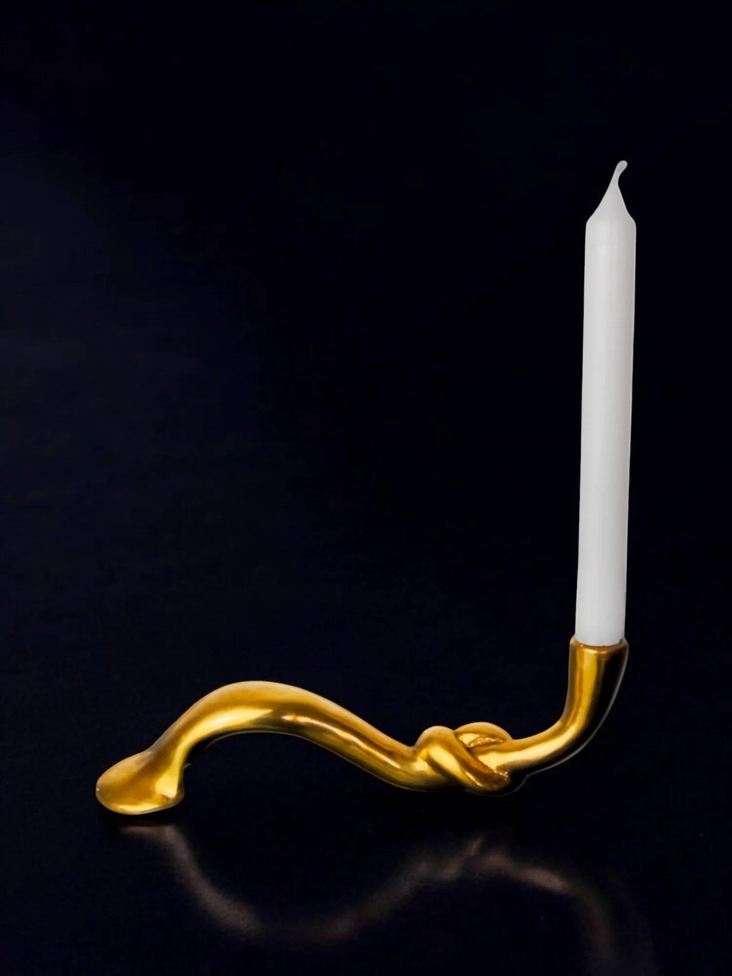 Knot candlestick in bronze, brutalist design, Italy, 1970