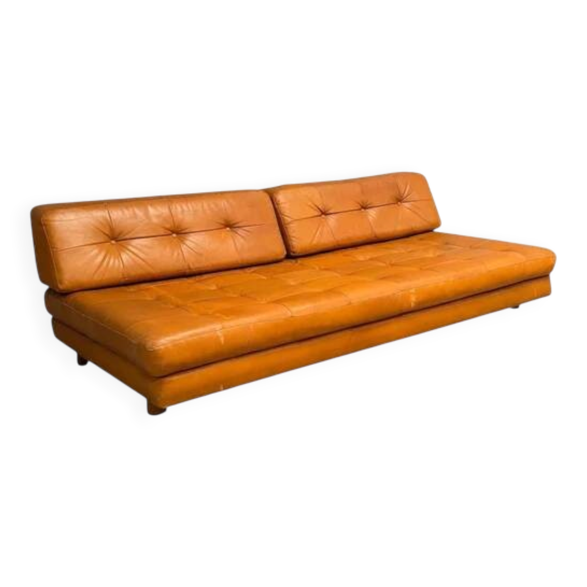 Cognac leather daybed / sofa, 1960s
