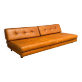 Cognac leather daybed / sofa, 1960s