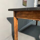 Oak farmhouse table, black top