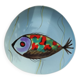 Assiette motif poisson Bernard Serraz MBFA Pornic