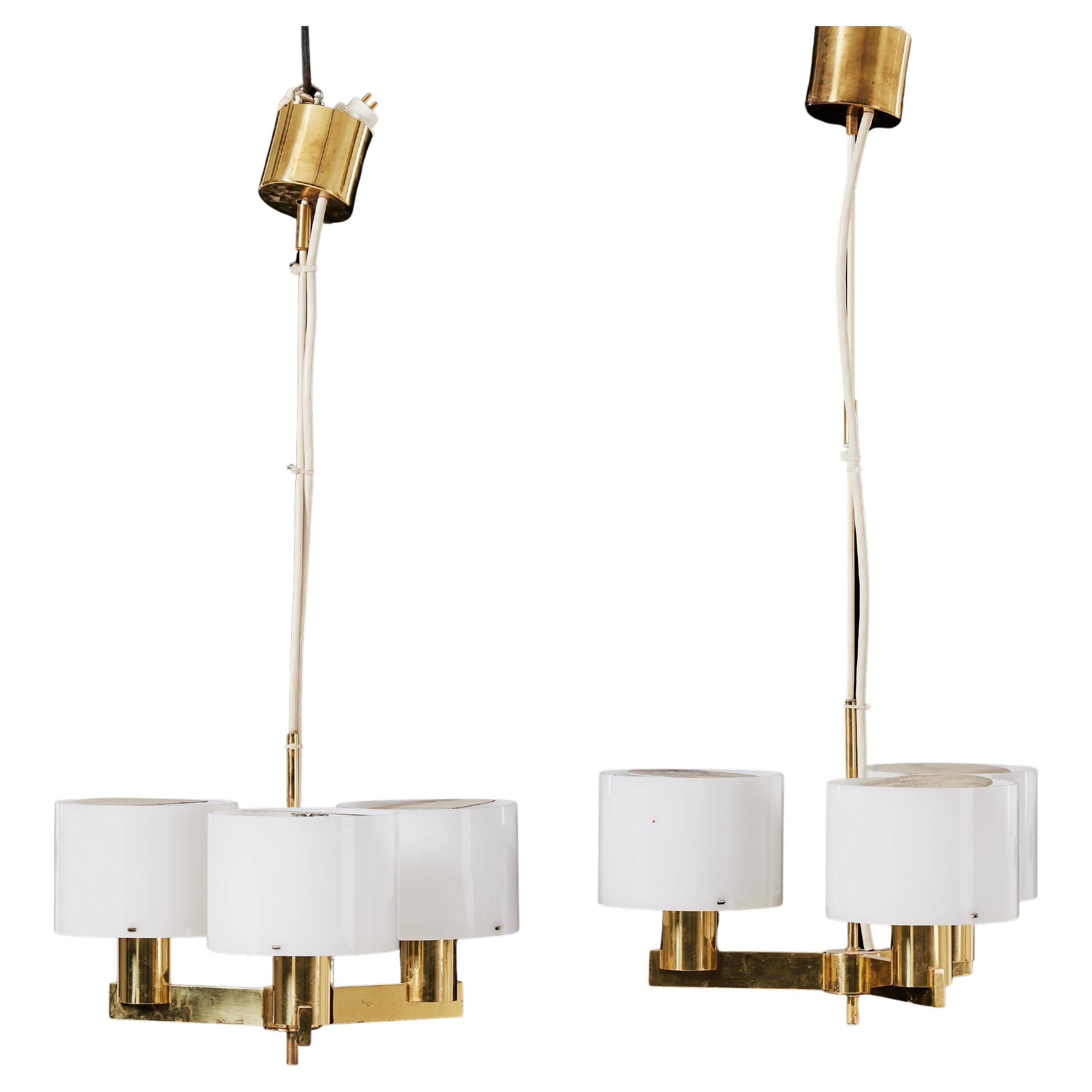 Three-armed chandelier by hans agne jakobsson ab markaryd sweden marked 1960.