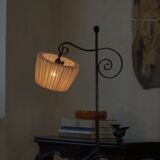 20th-century wrought iron floor lamp with swirling detail, Danish Art Deco.