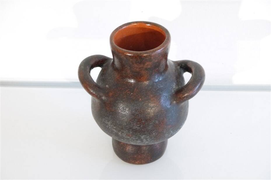 1960s ceramic pot-bellied vase with handles