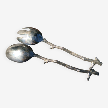 Silver metal salad cutlery