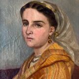 Portrait à l'huile sur toile encadré