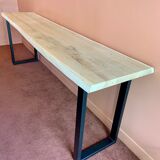 Console 3m x 50 cm solid oak and metal feet in U