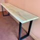 Console 3m x 50 cm en chêne massif et pieds en métal en U
