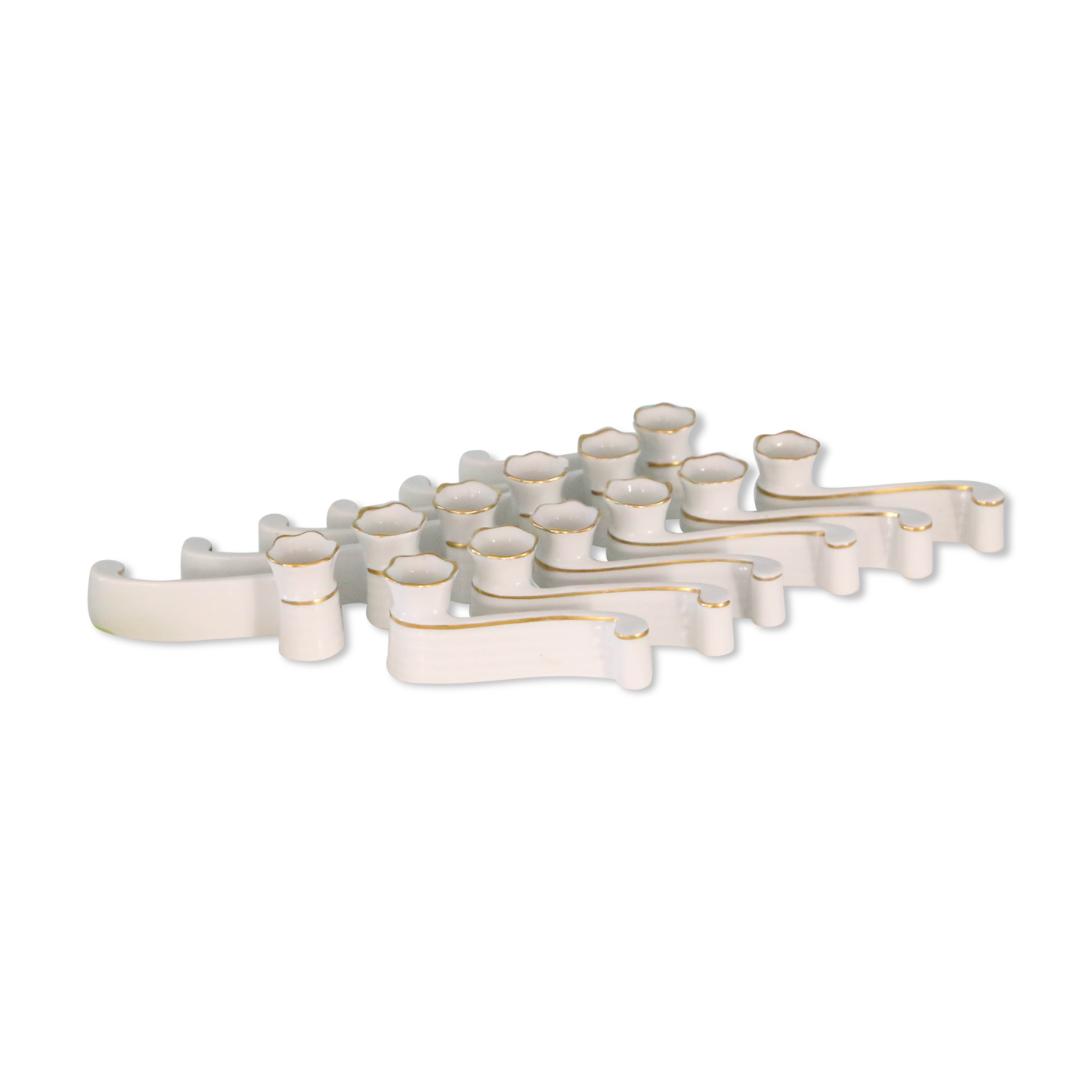 Set of 12 knife doors in Limoges porcelain, former royal manufacture, vintage
