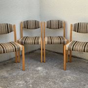 Suite de 4 chaises self hêtre laiton et laine 1960