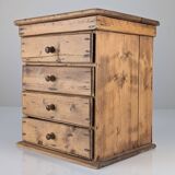 Rustic Primitive Natural Pine Small Apothecary Chest, 1940s