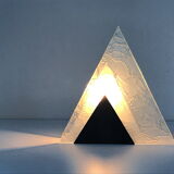 Lampe en métal et verre triangulaire design années 60