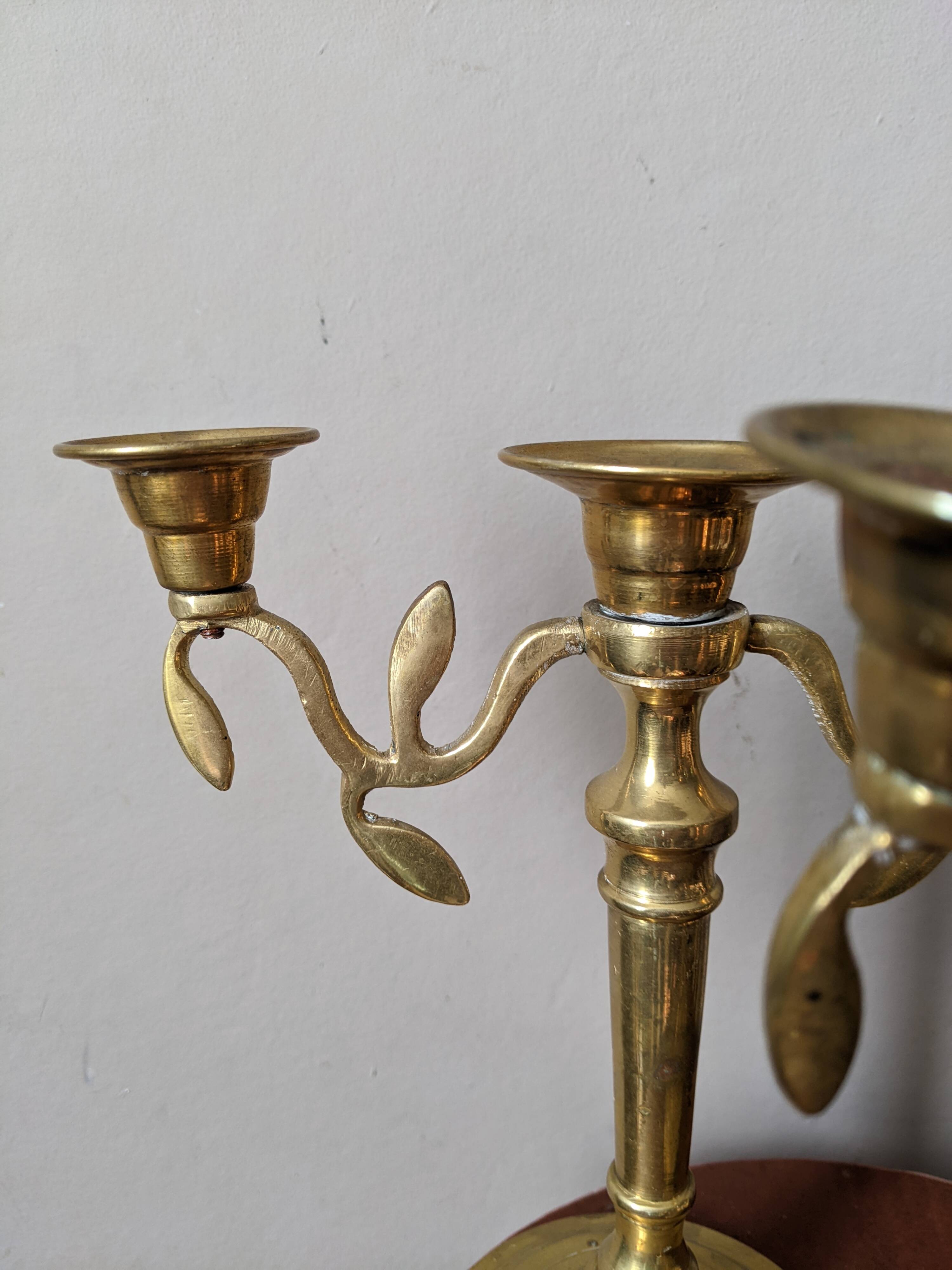 Pair of vintage bohemian country candlestick holders