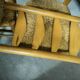 Set of 4 low straw-seated chairs circa 1940