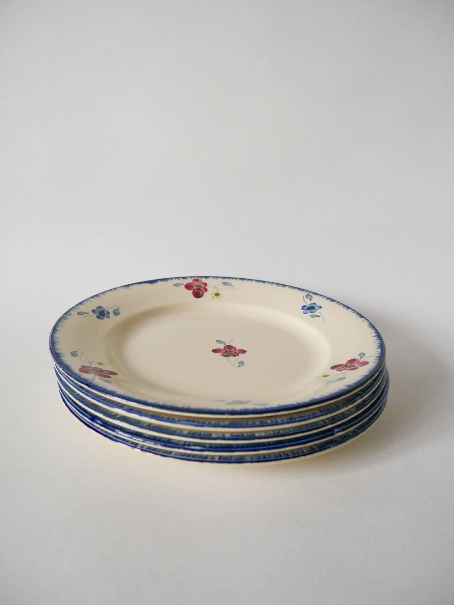 Lot of 5 digoin sarreguemines flat plates model "mary-lou" 1940