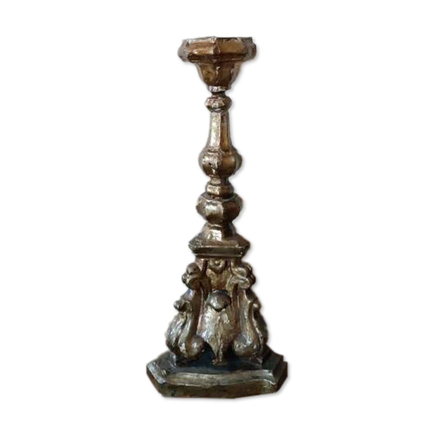 Ancien Chandelier En Bois Sculpté Style Baroque Fine 600 Toscane
