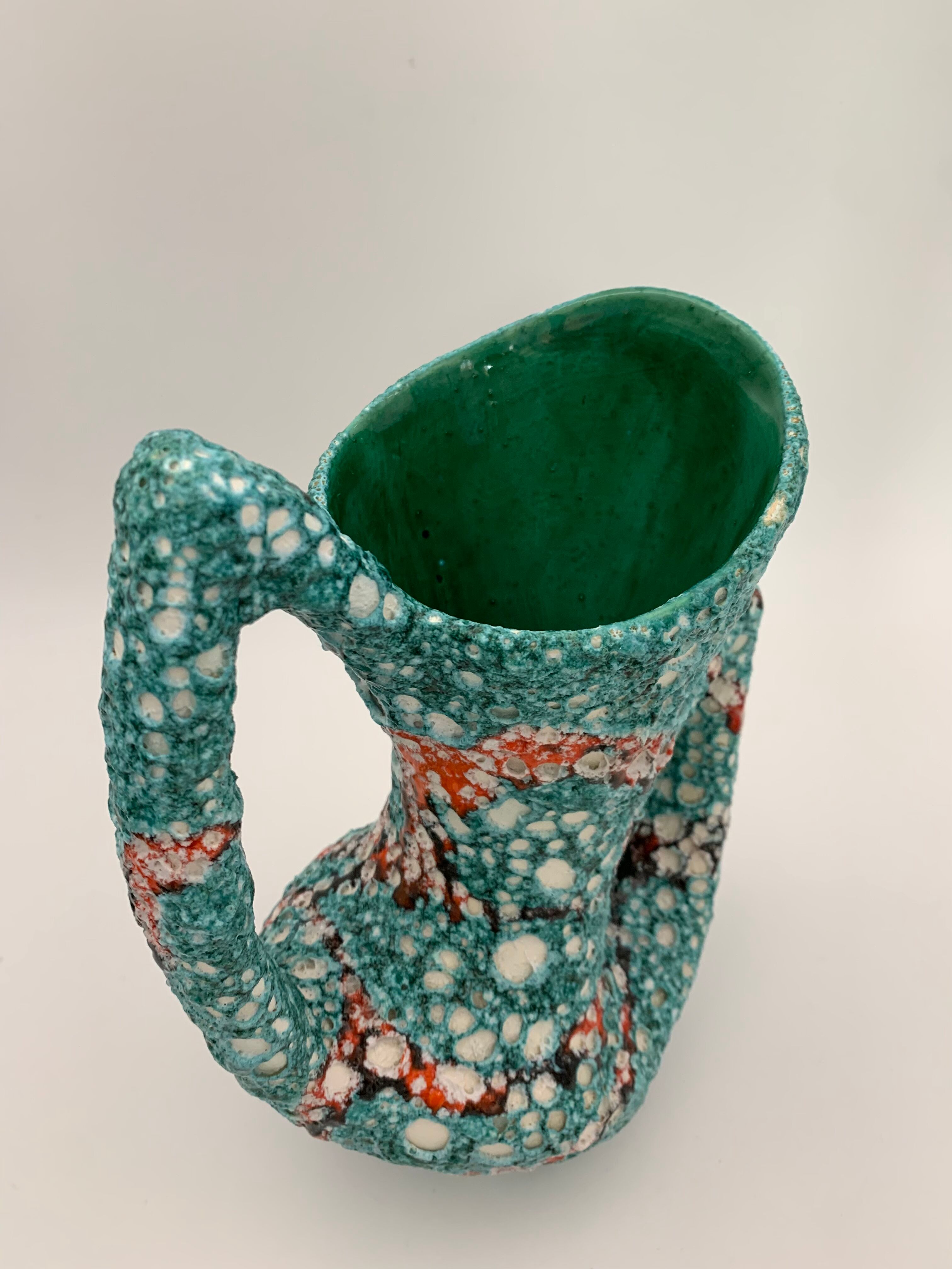 Vintage ceramic vase from vallauris, enamel "fat lava" 1960s