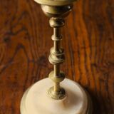 Fine brass candle holder alabaster base