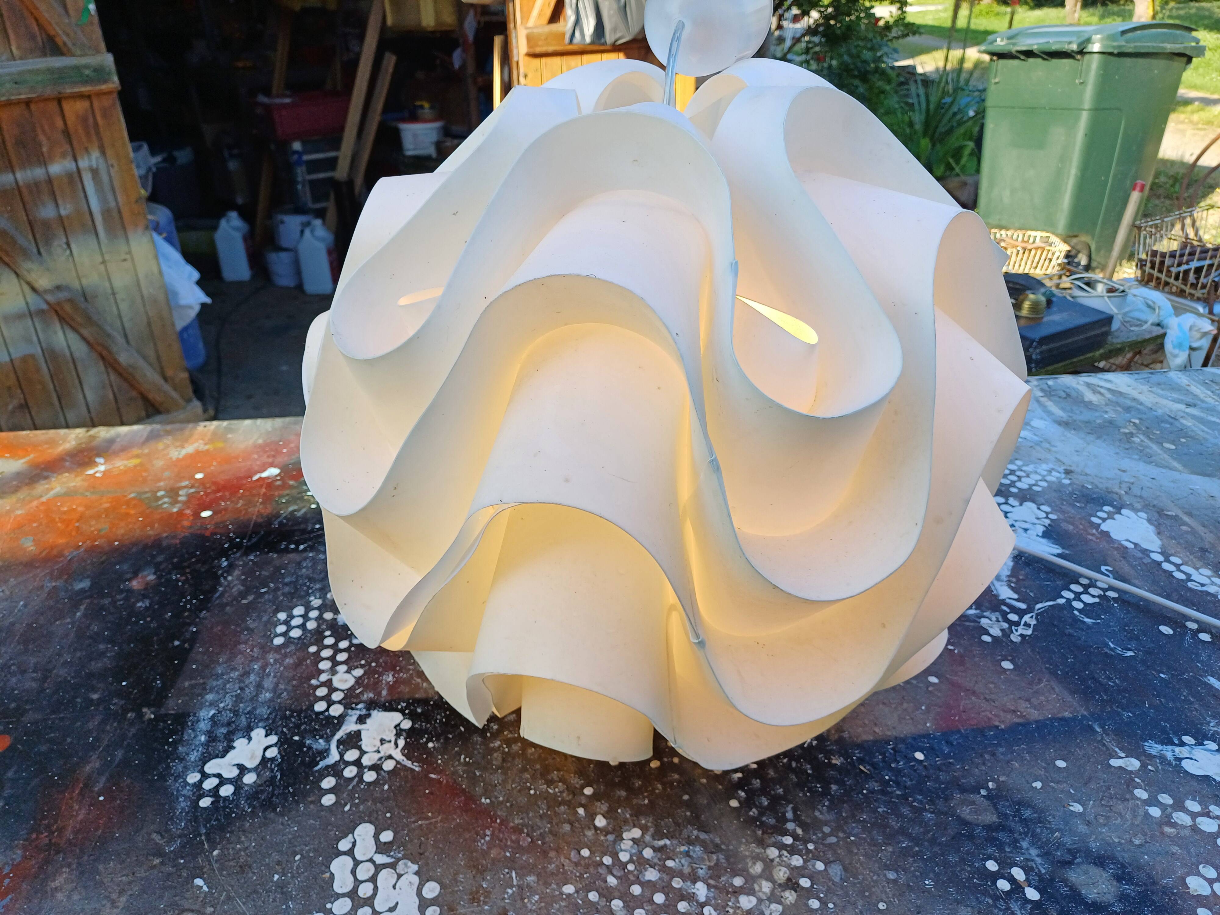 Vintage white plastic pendant lamp