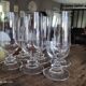 Set of 6 vintage champagne flutes on low crystalline stand