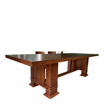 Lot de une table  et 6 fauteuils inspiration Frank Lloyd wright