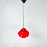 Vintage red glass pendant lamp, 1960s