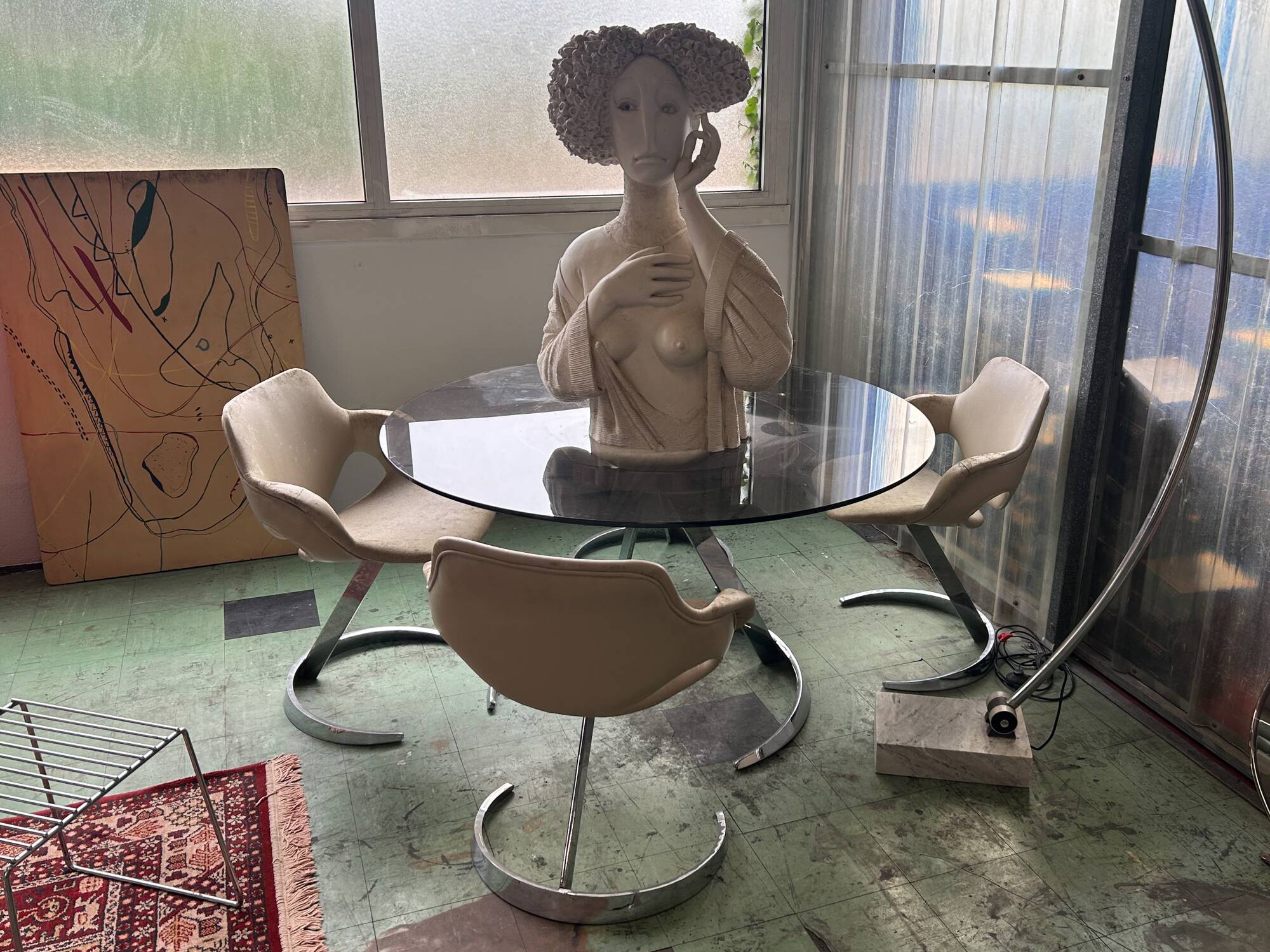 Boris Tabacoff table and 4 chairs from 1960.