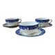 3 Japanese fine porcelain cups and saucers