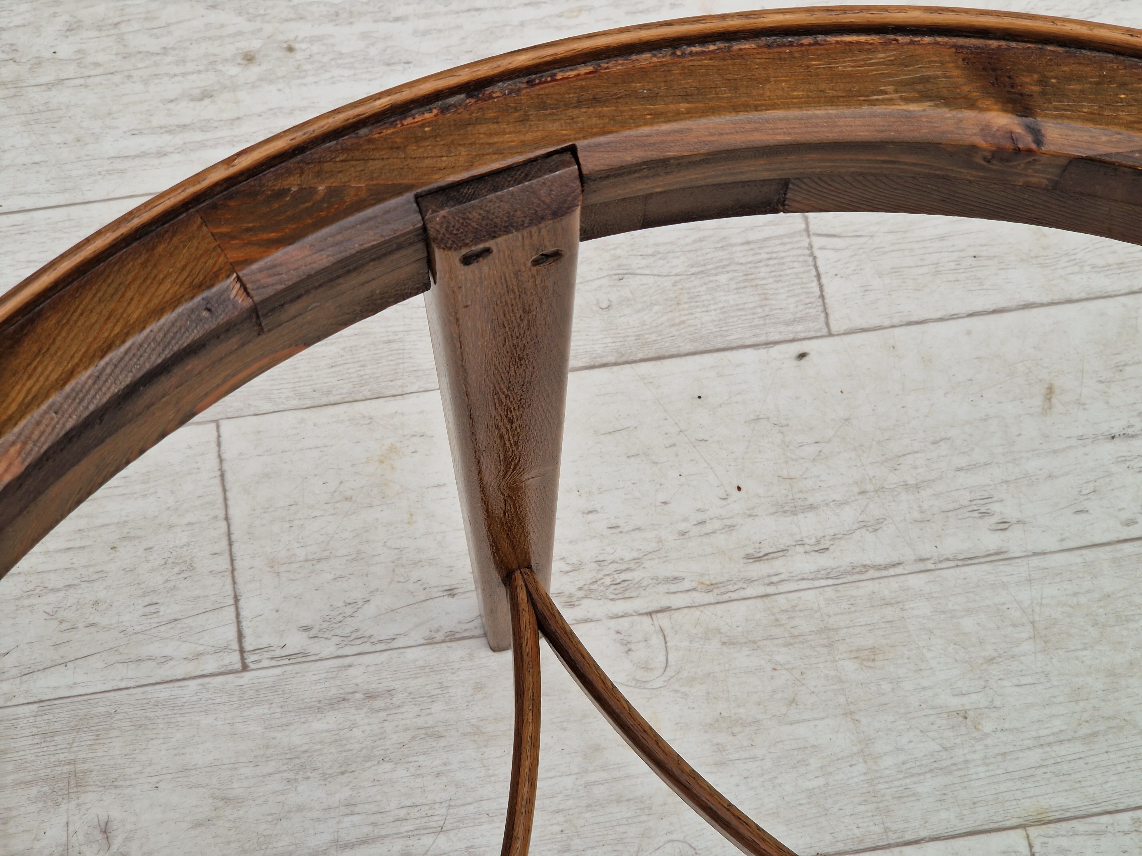 1950s, danish design, coffee table, glass, oak wood, original condition.