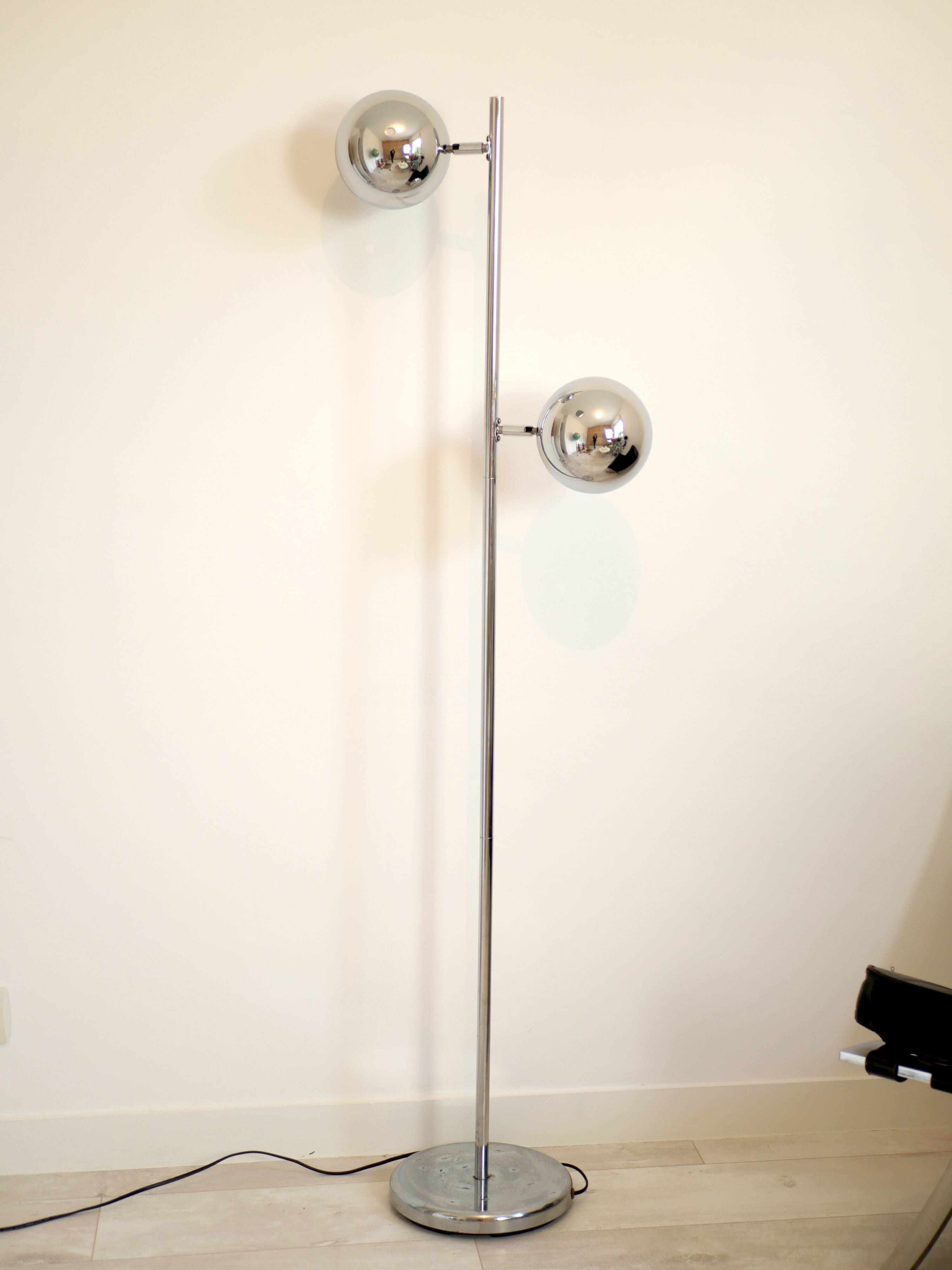 Lampadaire eyeball 2 feux en chrome