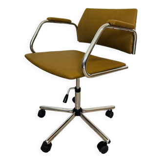 Vintage Mustard Office Arm Chair on Chrome Base from Kovona Model K-380