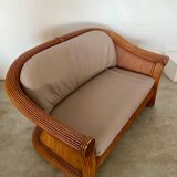 Old 2-seater rattan sofa Italian design from the 70s vintage