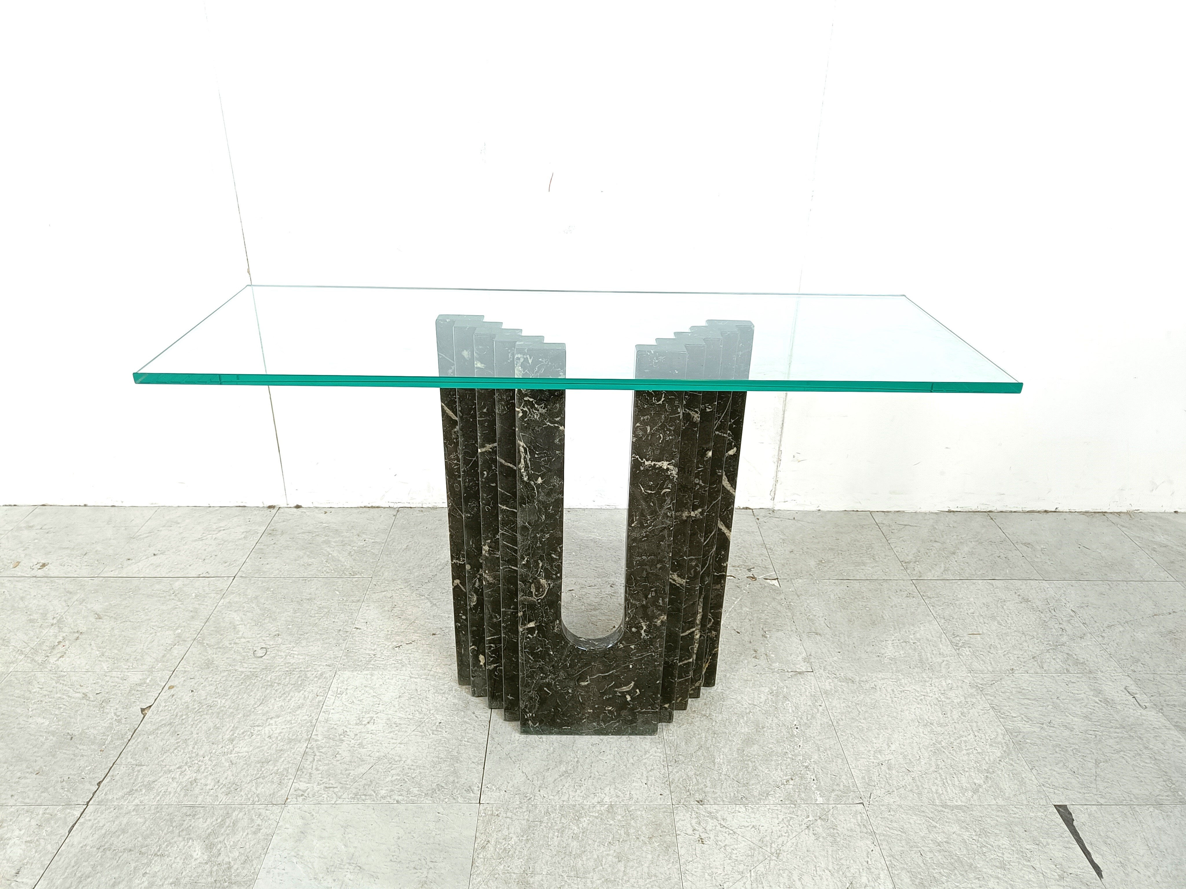Vintage black marble console table by Cattelan Italy, 1980s