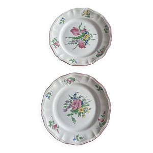 2 assiettes plates faïence
