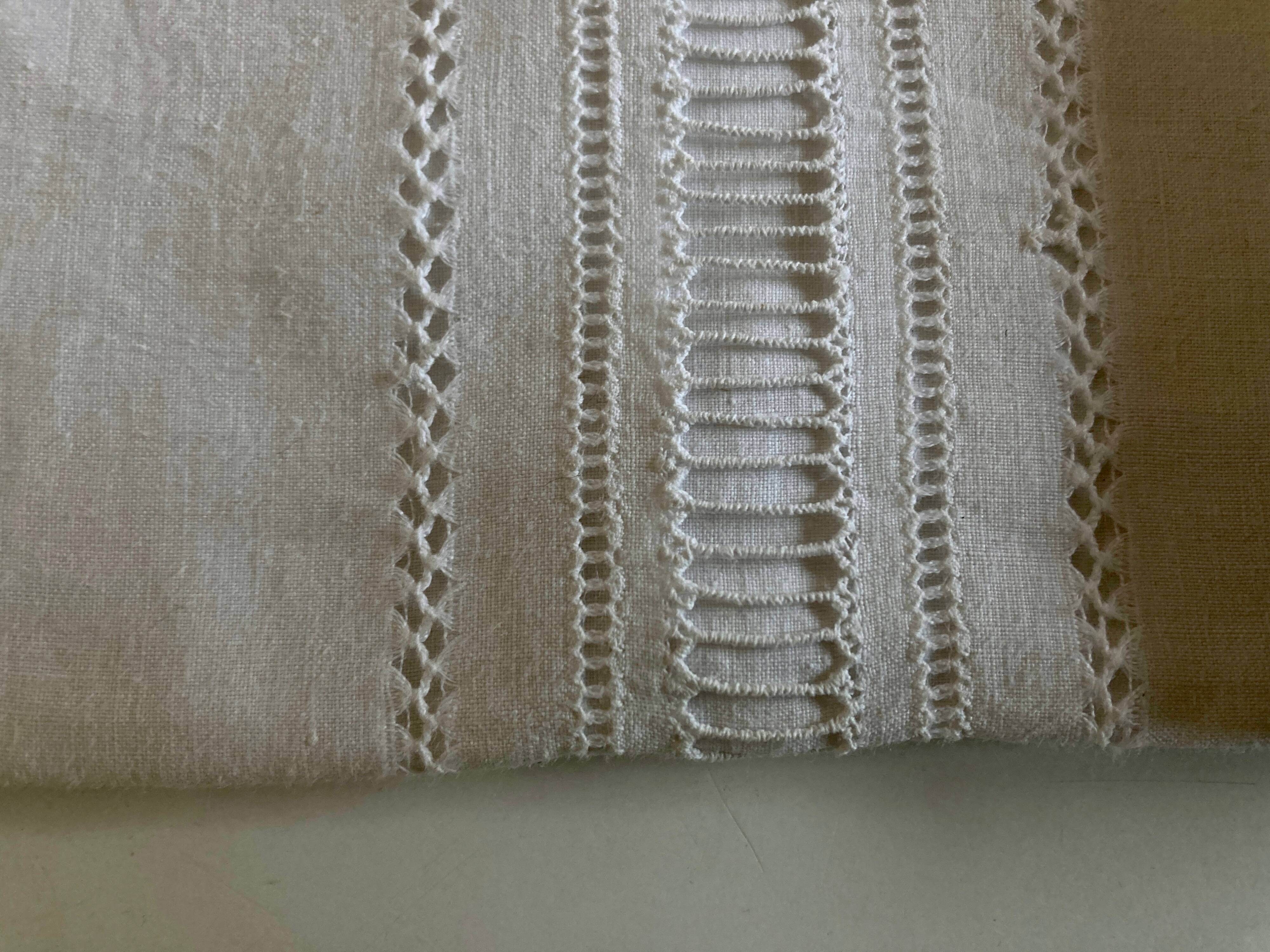 Pair of 19th century trousseau pillowcases in Louis Philippe linen thread