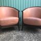 Lot of 2 armchairs and a sofa from Baumann in black wood and marble rose leather