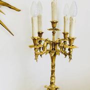 Chandeliers en bronze doré massif époque milieu XXe socles en marbre