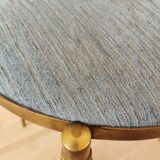 Vintage Paolo Buffa Brass Vanity Chair: Chiavari Style, Blue Fabric, 1950s