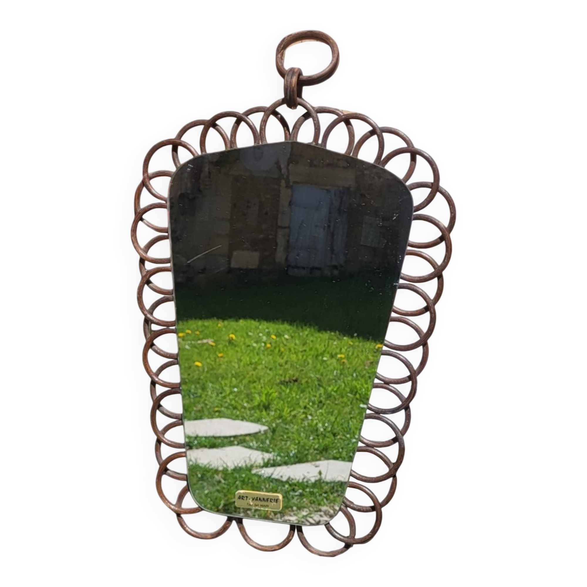 Miroir en rotin vintage