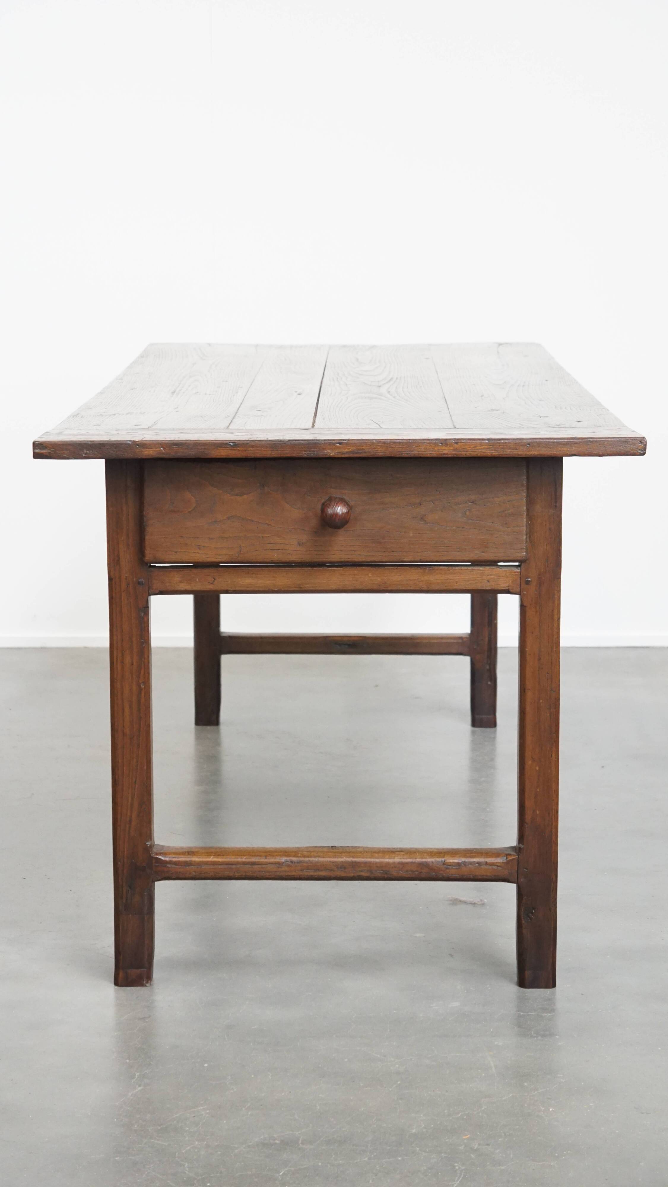Antique French Country Chestnut Dining Table, Early 19th Century