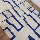 Azilal vintage rug 310x200 cm - Blue geometric patterns