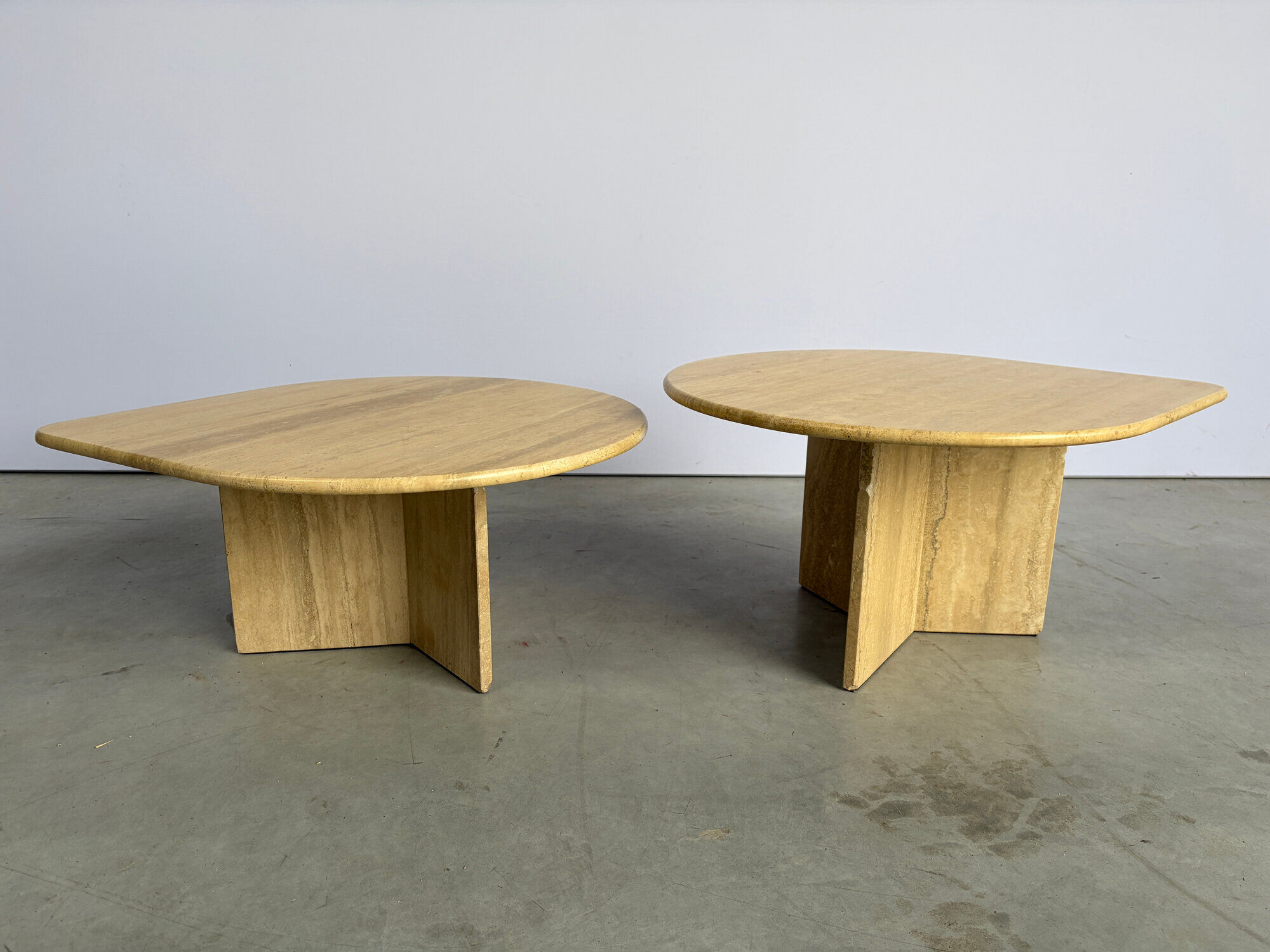 Pair of vintage travertine coffee tables or side tables, 1970s