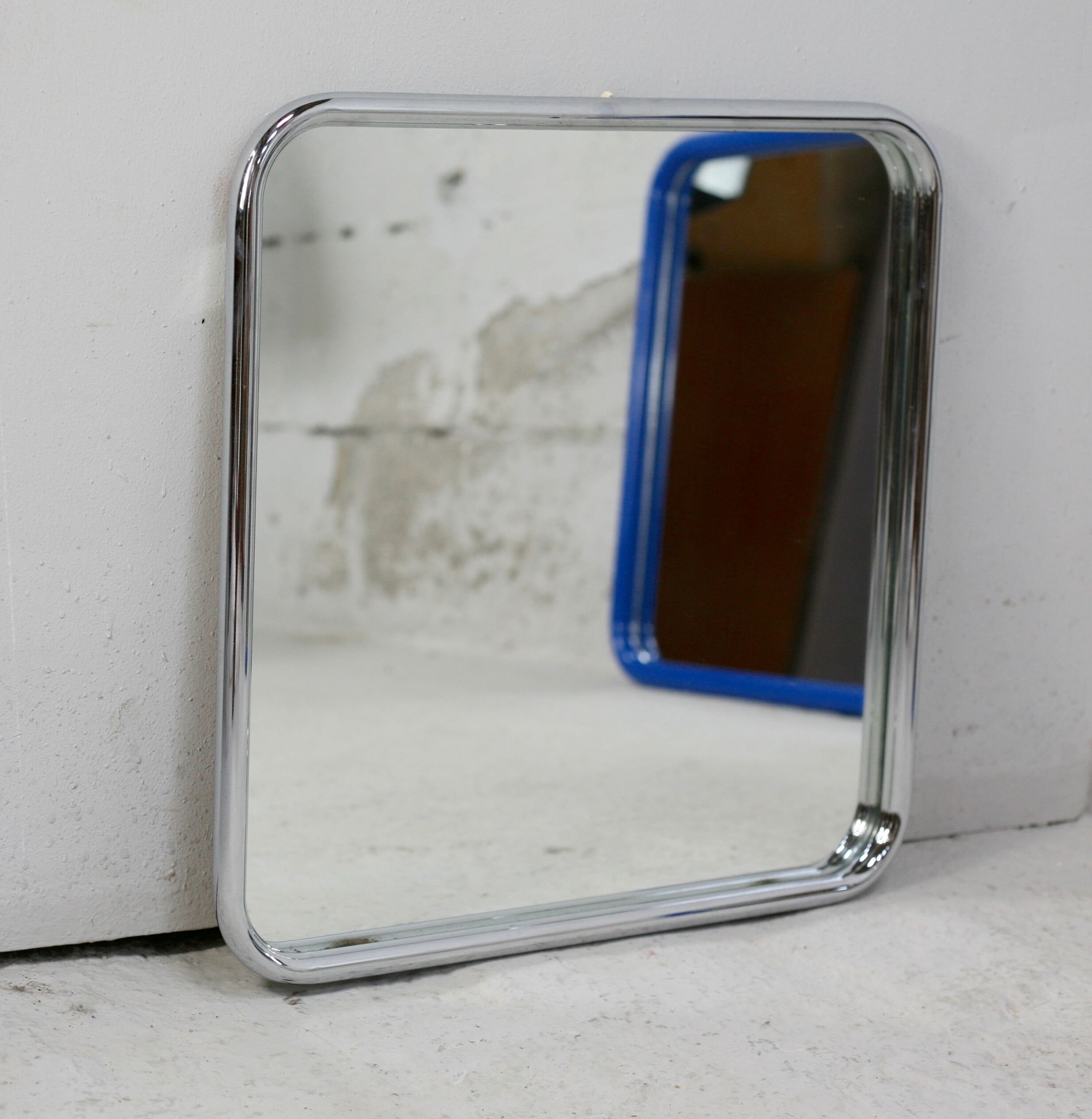 Pair of tubular steel mirrors, france, circa 1970