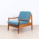 Fauteuil Teak années 60 Bleu