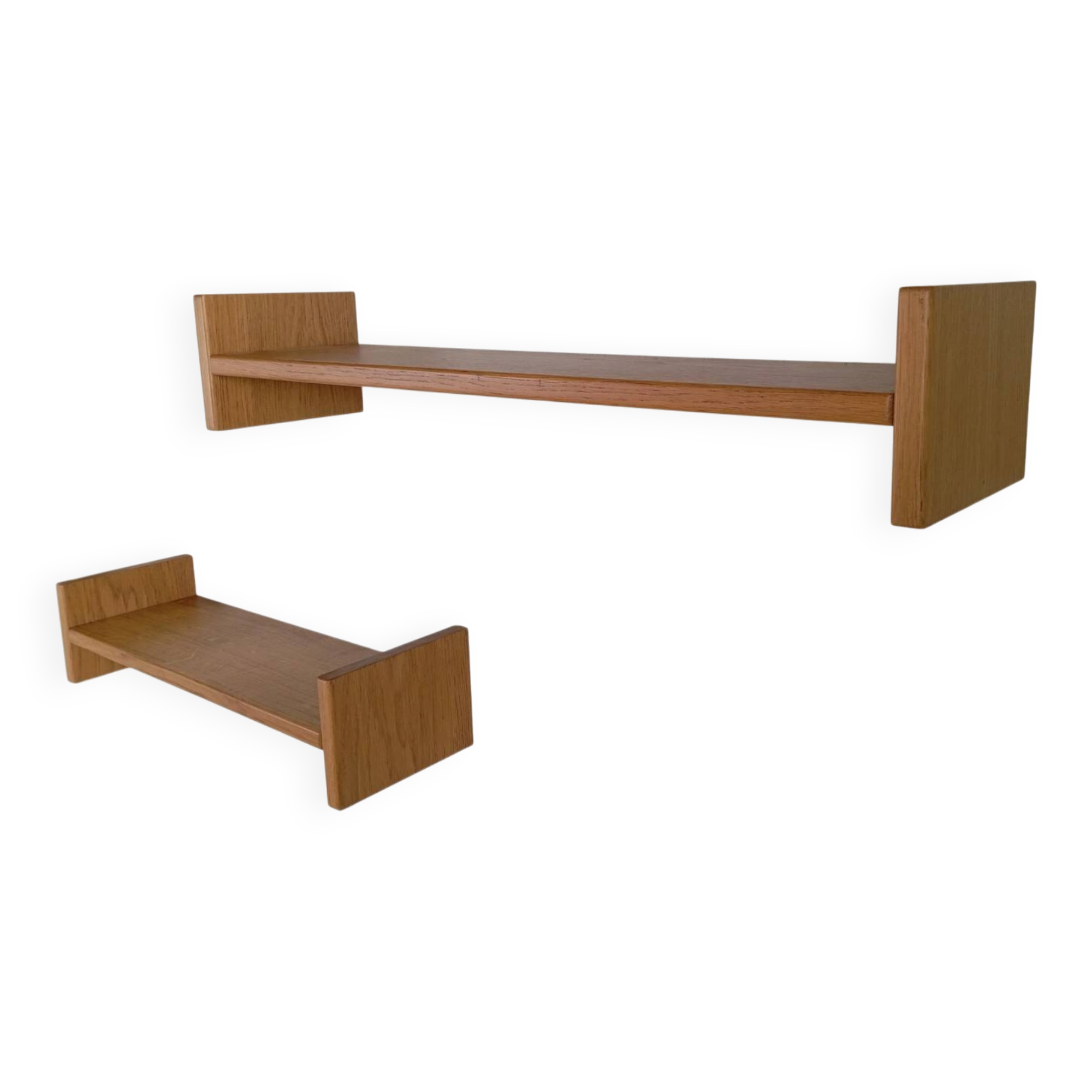 Pair of solid oak wall shelves