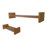 Pair of solid oak wall shelves