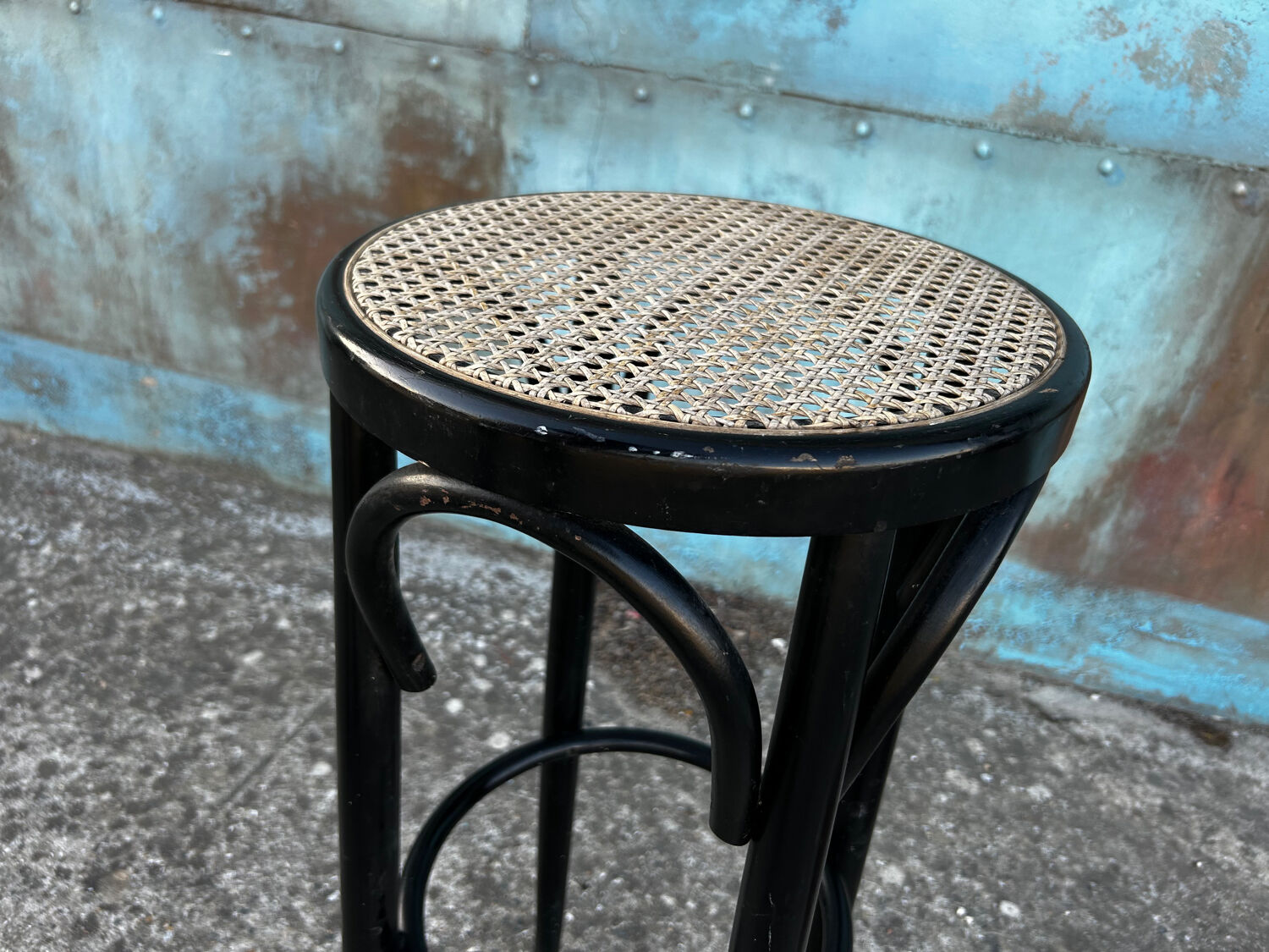 High cane rattan bar stool