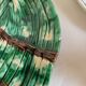 Dish and Asparagus Drainer in Green Barbotine Earthenware