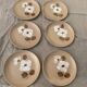 6 beige stoneware plates white flower patterns vintage wolf mill