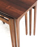 Danish vintage rosewood nesting tables / set of 3 side tables made in the 60s